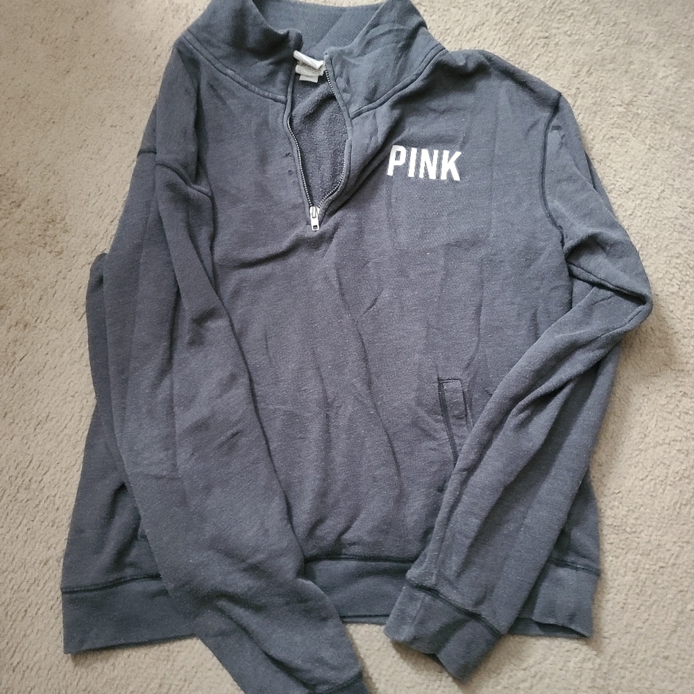 Quarter zip pink sweater shirt